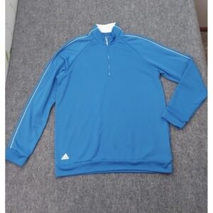 Adidas Golf Pullover Mens Medium Blue Climalite 1/4 Zip Logo Performance Outdoor
